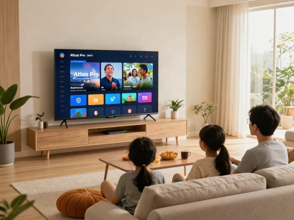 Télécharger l'application atlas pro ontv sur téléviseur intelligent avec une famille engagée.